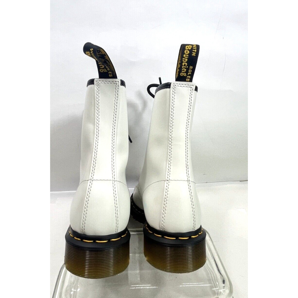 Dr. Martens White Combat Boots Women Size 10 Leather Black 8-Eye New No Box - Picture 5 of 14